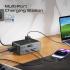 Promate PowerBrix-160 GaNFast 160W Charging Hub, Quad 3250W AC Sockets, 140W PD3.1 Usb-c, 100W USB-C, Dual 30W USB-C PD, 30W USB-A, Retractable Cable, 3m Power Cord - Gray